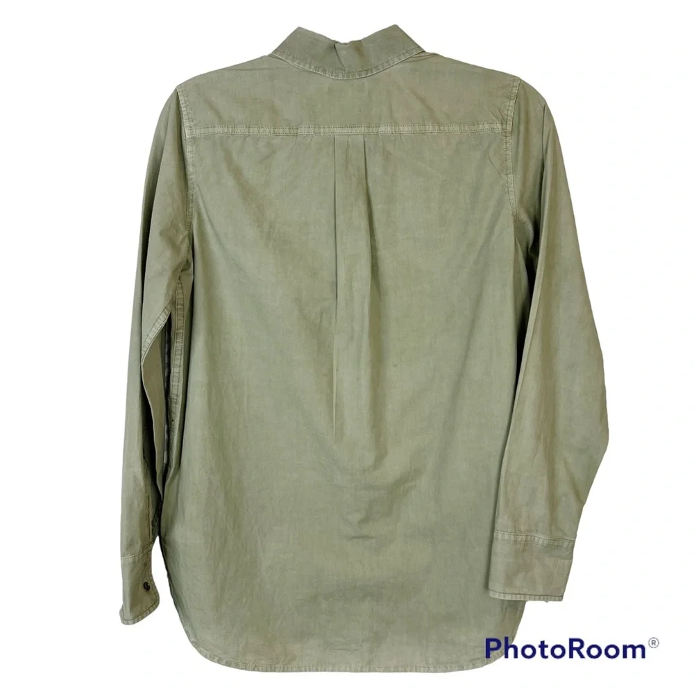 GUC J. Crew Olive Beaded Pocket Popover Shirt